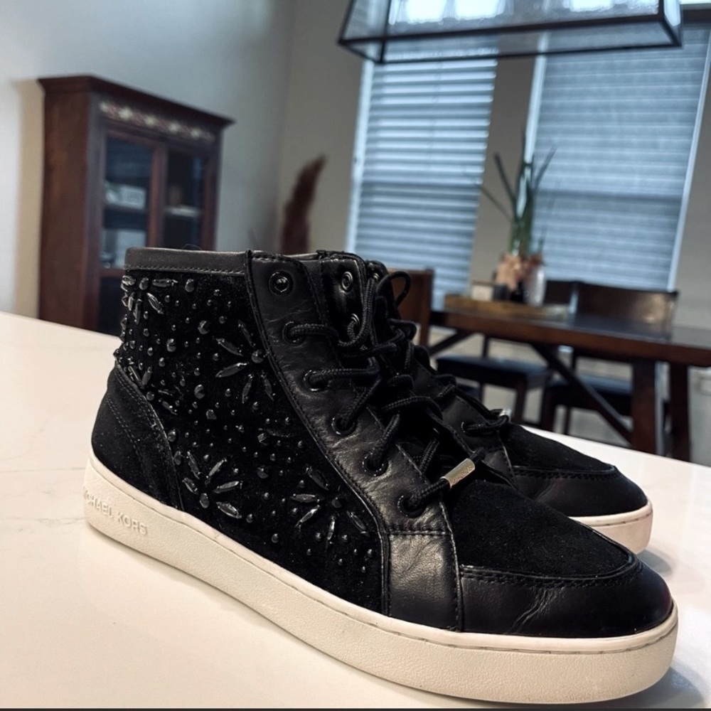 Michael Kors Black Suede High Top Sneakers, EUC
